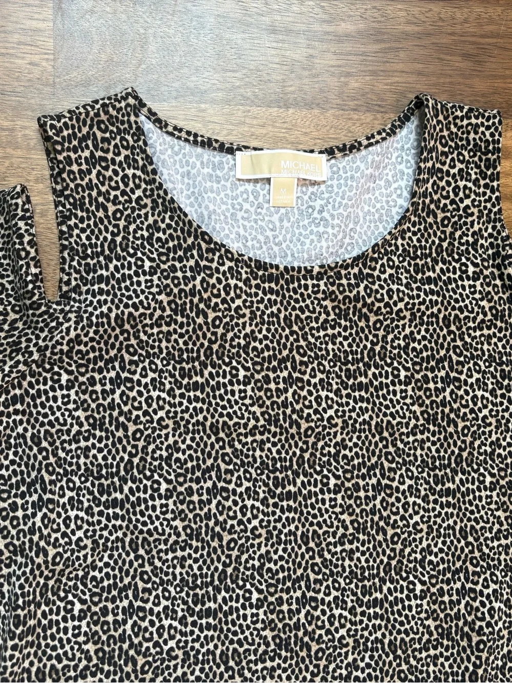Women’s Black and White Leopard Cold-Shoulder Dress
